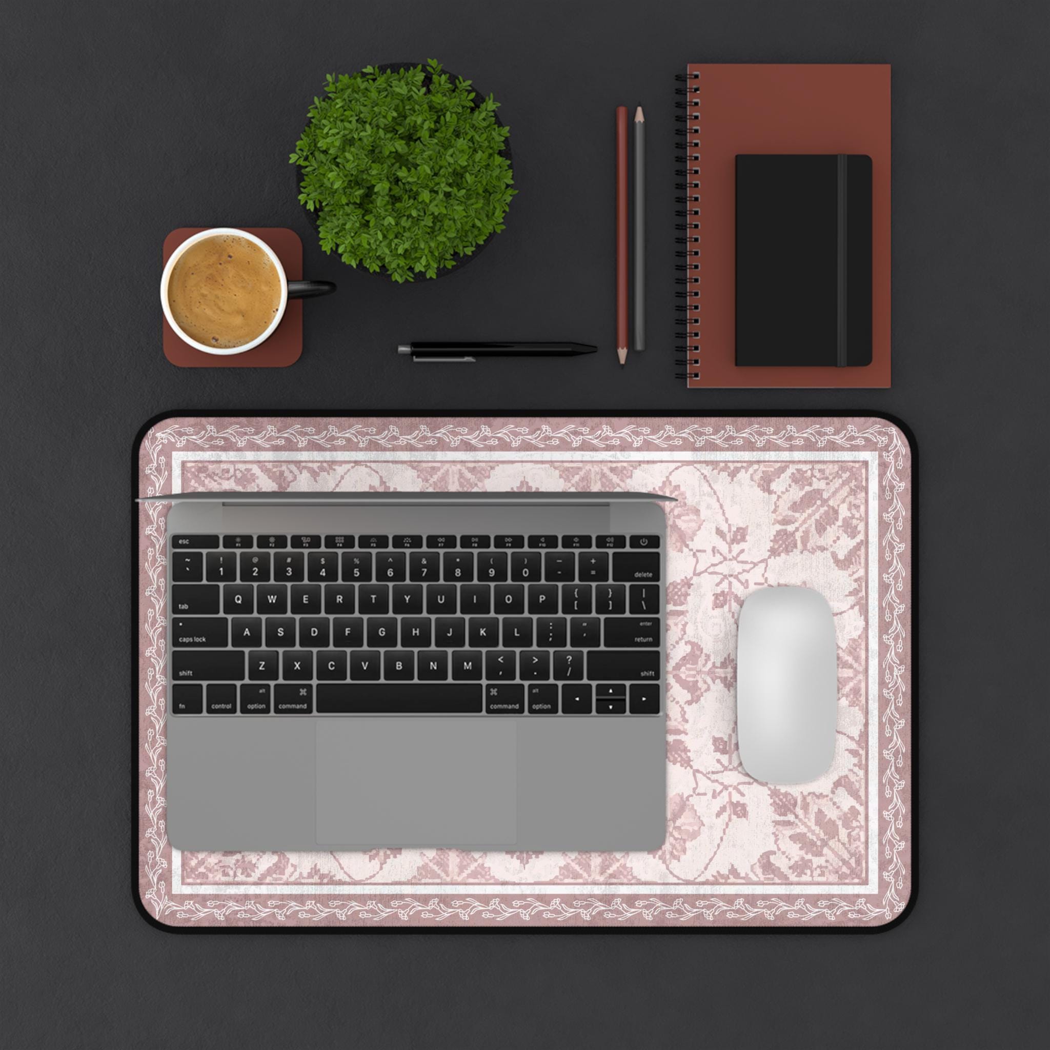 Pink Vintage Desk Mat | Vintage Rug Inspired Computer Mat - Etsy