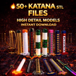 50種類以上の刀剣STLファイルバンドル｜高精細な侍刀3Dモデル（デジタルダウンロード）