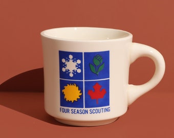 Vintage Four Seasons Scouting Mug, Vintage Boy Scout Mug, Vintage Camp Mug