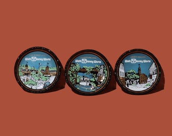 Disney World Glass Coaster Set, Vintage Barware