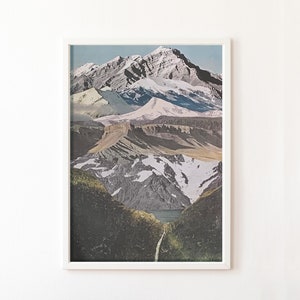 Collage Print, Mountain Collage, Vintage Collage Art, Sextuplet Peaks Analog Paper Collage Print image 2