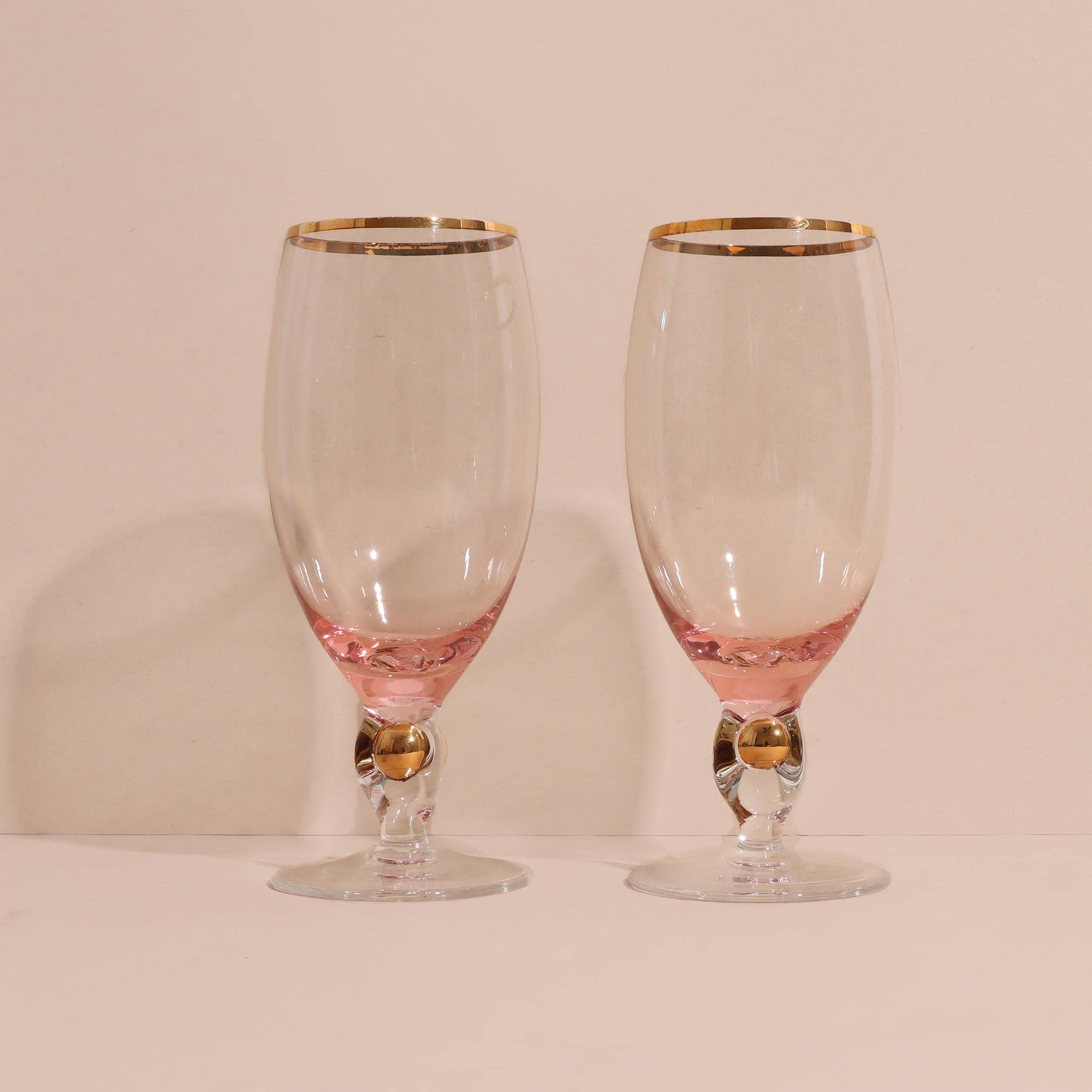 Art Deco Pink Crystal Glasses With Gold Rim - Set of Two - Etsy, image size:2000x2000