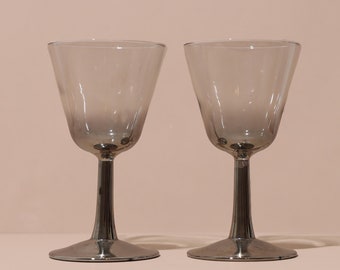 Vintage Chrome Cocktail Glasses, Mirrored Glasses, Vintage Silver Ombre Glasses