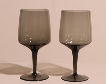 Vintage Brown Grey Cocktail Glasses, Set of Two Retro Glasses