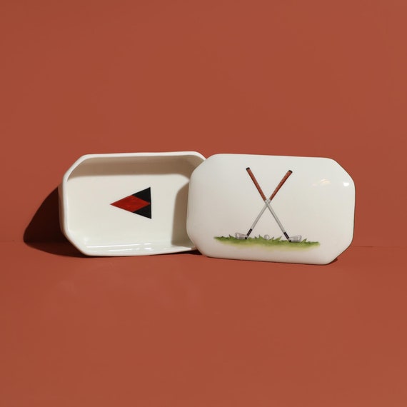 Golf Trinket Box, Jewelry Dish, Retro Golf Decor - image 1