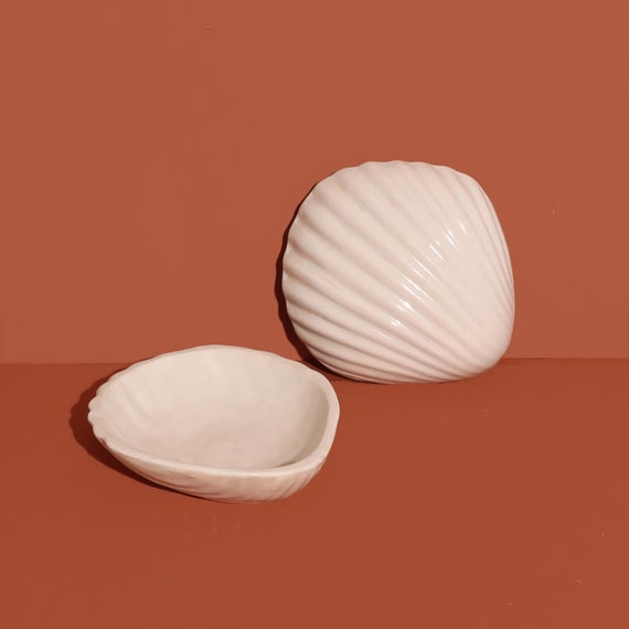 Seashell Trinket Dish, Ceramic Shell Jewelry Dish - image 1