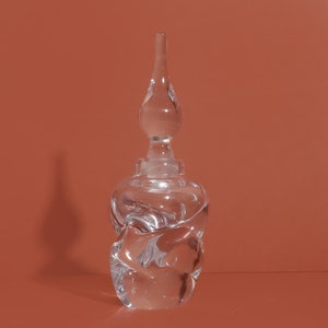 Vintage Glass Perfume Bottle with Stopper: Glass Sculpture
