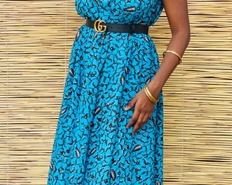 African wax print maxi dress, handmade, west africa