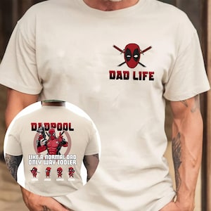 Custom Deadpool Dad MCU Father's Day Shirt, Personalized Dadpool Shirt, Deadpool Movie Shirt, Fathers Day Gift, Superhero Dad Birthday Tee 画像 1
