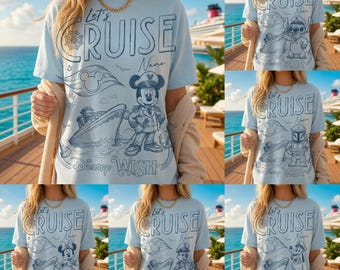 Chemise familiale personnalisée croisière 2026, t-shirt voyage croisière entre amis, tenue de vacances Let's Cruise, cadeau d'aventure Dream Magic Wonder