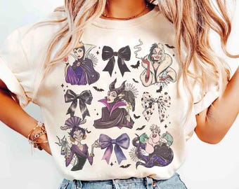 Watercolor Coquette Villains Retro Shirt, Spooky Friends Vacation Tee, Matching Bad Witch Trip Outfit 2025