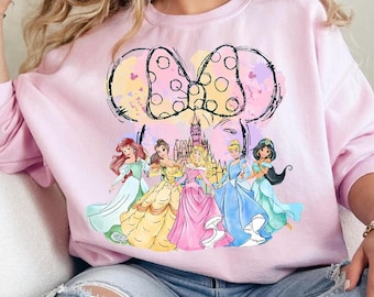 Disney Princess Shirt, Girls Trip Shirt, Disney Princess Bow Shirt, Disney Family Trip Sweatshirt, Disneyland Girl Trip Tee, Belle, Elsa