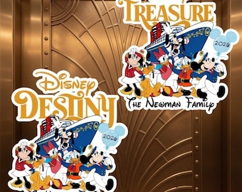 Personalized Disney Cruise Line 2026 Family Magnet, Mickey and Friends Door Sign, Disney Wish Dream Treasure Fantasy Door Decor