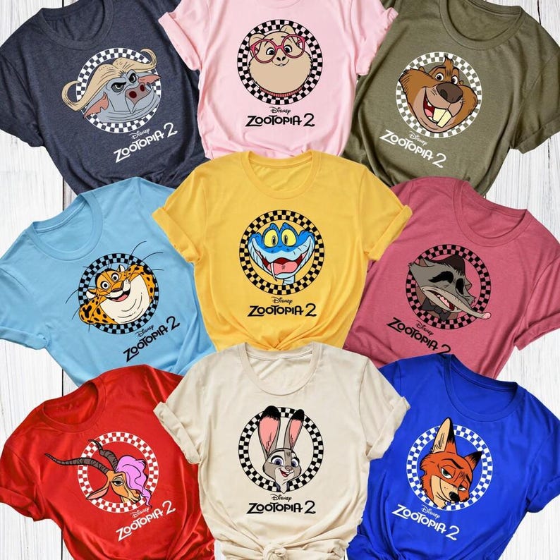 Zootopia 2 Family Trip Shirts, Disneyland Matching Group Tee, Disney World Vacation Inspired T-Shirts, Cartoon Animal Family Trip Shirt image 1