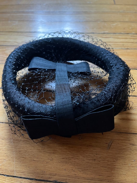 Vintage Black Net and Bow Hat