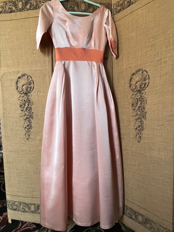 Fantastic Peach Net Embroidered Festive Gown