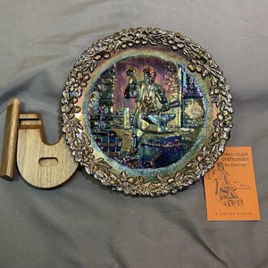 Plato de vidrio Fenton Carnival Vintage 1972, Herrero Americano Artesano Serie #3