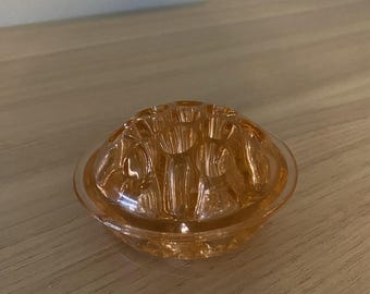 Vintage Glass Flower Frog Peach Colored Glass Home Decor