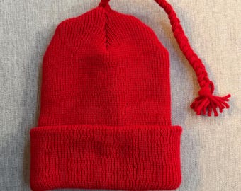 Red Protest Hat Melt the Ice Beanie with Braided Tassel Knit One Size Fundraiser Anti-ICE No Kings Nisselue