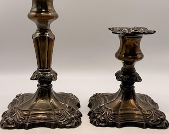 Vintage kronfat försilvrade ljusstakar – utsmyckade barockstilar – Hollywood Regency Decor