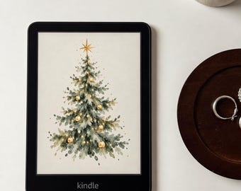 Christmas Kindle Lock Screen | Watercolor Holiday Wallpaper | Digital E Reader Artwork | Cozy Winter Reading Screen | Seasonal Download