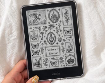 Personalized Kindle Lock Screen, Dark Academia Fantasy Dragon Design, Custom Name Digital EPUB