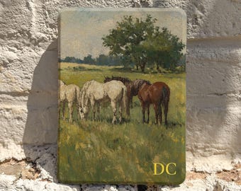 Retro Horse Kindle Case, Magnetic Back Auto Wake Sleep, Kindle Scribe Colorsoft, Personalized Reader Gift