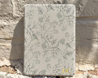 Personalized Botanical Kindle Case, Floral Bird Kindle Cover, Custom Initial Ereader Case, Neutral Cottagecore Kindle Gift