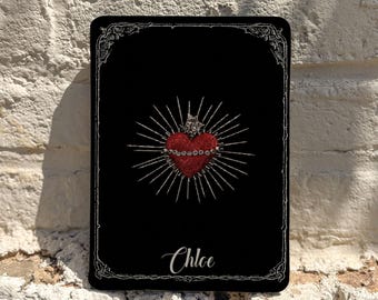 Gothic Sacred Heart Kindle Case with Magnetic Back, Personalized Dark Academia Kindle Cover, Book Lover Gift for Paperwhite 11th 12th Gen