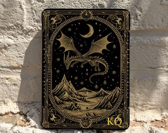 Dragon Kindle Case, Black Gold Fantasy Cover for Paperwhite, Book Lover Gift