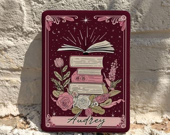 Personalized Burgundy Kindle Paperwhite 11th 12th Case, Floral Book Lover Cover, Magnetic Back Auto Wake Sleep, Bookish Gift