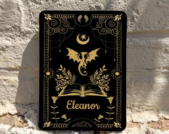 Personalized Fantasy Dragon Kindle Case, Magnetic Back Cover for Kindle Paperwhite 11th 12th Gen, Dark Academia Gift