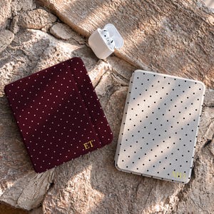 Personalized Polka Dot Kindle Case, Auto Wake Sleep E-Reader Cover with Custom Gold Initials