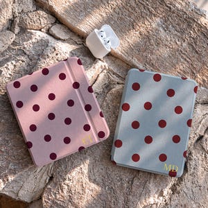 Personalized Pink Blue Polka Dot Kindle Case,Auto Wake Sleep,Gift for Readers