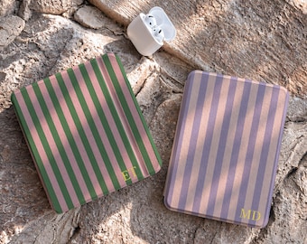 Pastel Striped Kindle Case, Magnetic Back Auto Wake Sleep, Kindle Paperwhite 11th 12th, Cozy Custom Reader Gift