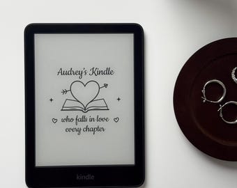 Personalized Romantic Kindle Lock Screen, Book Lover E-Reader Wallpaper, Custom Name Gift for Readers