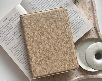 Apricot Litchi Grain Vegan Leather Kindle Paperwhite Case 11th 12th Gen, Auto Sleep Wake Cover, Book Lover Gift