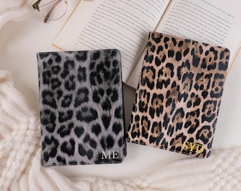 Personalized Leopard Print Vegan Leather Kindle Case for Paperwhite 12th Gen, Hand Strap & Stand