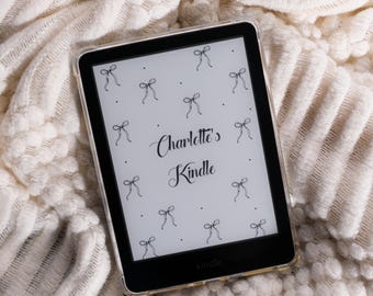 Personalized Bow Kindle Lock Screen, Custom Name Kindle Screensaver Wallpaper, Coquette Digital Download