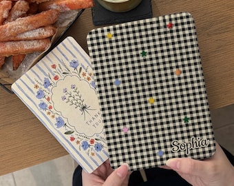 Magnetic Back Kindle Case, Black & White Gingham with Colorful Stars, Auto Sleep/Wake, Paperwhite 11th Gen