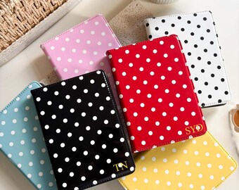 Retro Polka Dot Leather Kindle Case, Colorful Protective E-Reader Folio Cover, Cute Reading Accessory, Book Lover Gift for Her