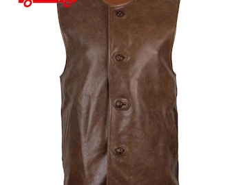 Reproduktion av brittiskt läderjerkin från första världskriget, rekonstruktörsväst från Storbritanniens armé, militärrock för män