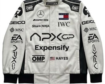 Handgjord APXGP Racing-bomberjacka, Brad Pitt-inspirerad motorsportstreetwear