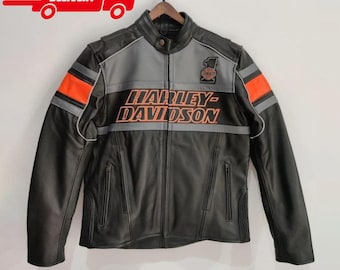 Handgjord Harley-inspirerad motorcykeljacka för män | Retro motorcykeljacka i äkta läder