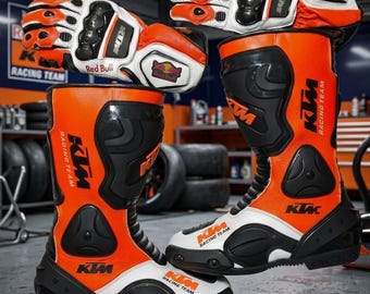 KTM Racing Team Motorcykelstövlar och handskar Set, MX Off Road Skyddskit