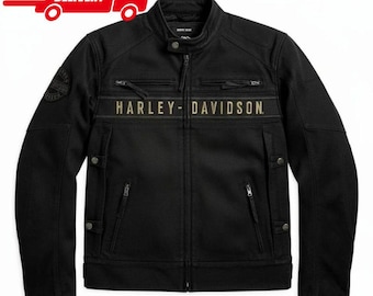 Harley-inspirerad bomullsmotorcykeljacka för män | Klassisk svart motorcykelkappa för cafe racer