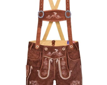 Män Oktoberfest Lederhosen Bavarian Trachten Hazel Brown Mocka German Shorts Festival Outfit