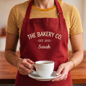 Custom Embroidered Apron, Personalized Business Logo, Professional Kitchen Uniform