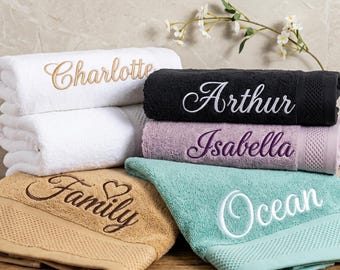 Toalla de Baño Personalizada: Nombre Bordado para Negocios, Regalos o Parejas