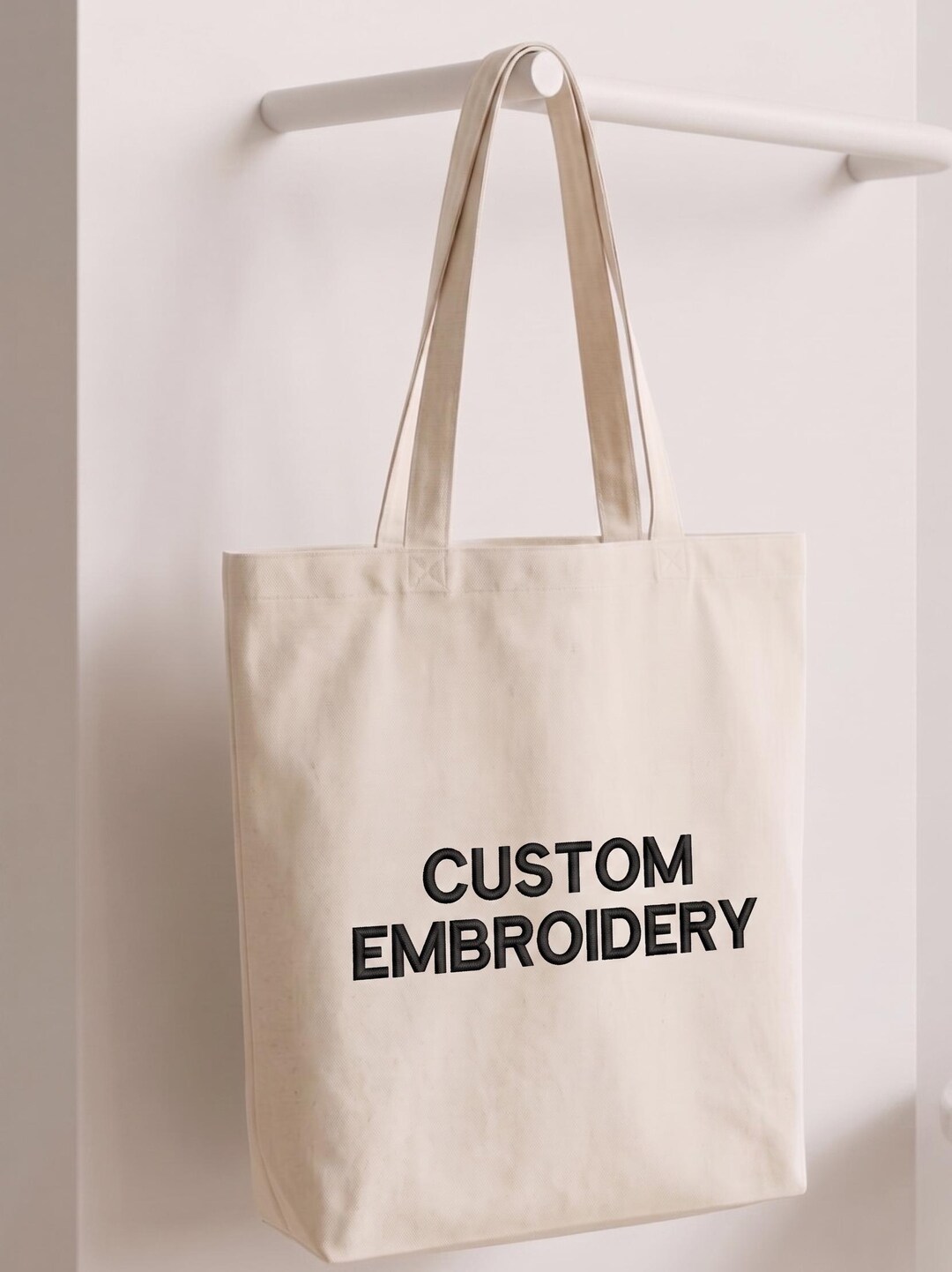 Personalized Canvas Tote Bag: Custom Embroidered Text or Logo - Etsy